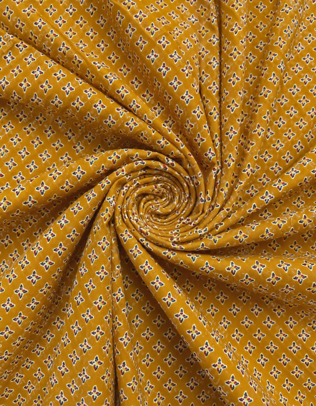Kesariya Buta Cotton Running Fabric