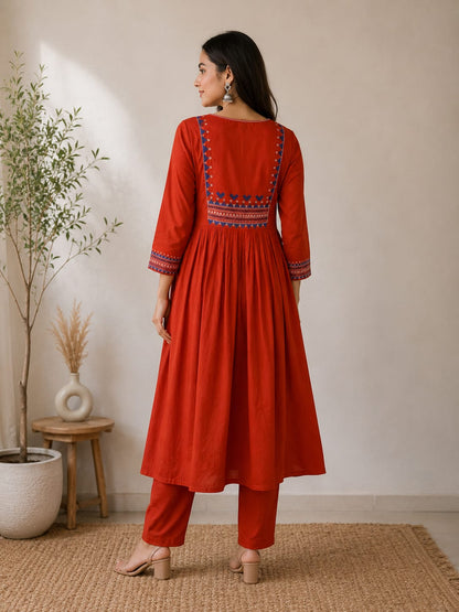 Kesariya Rust Kurta Pant Set