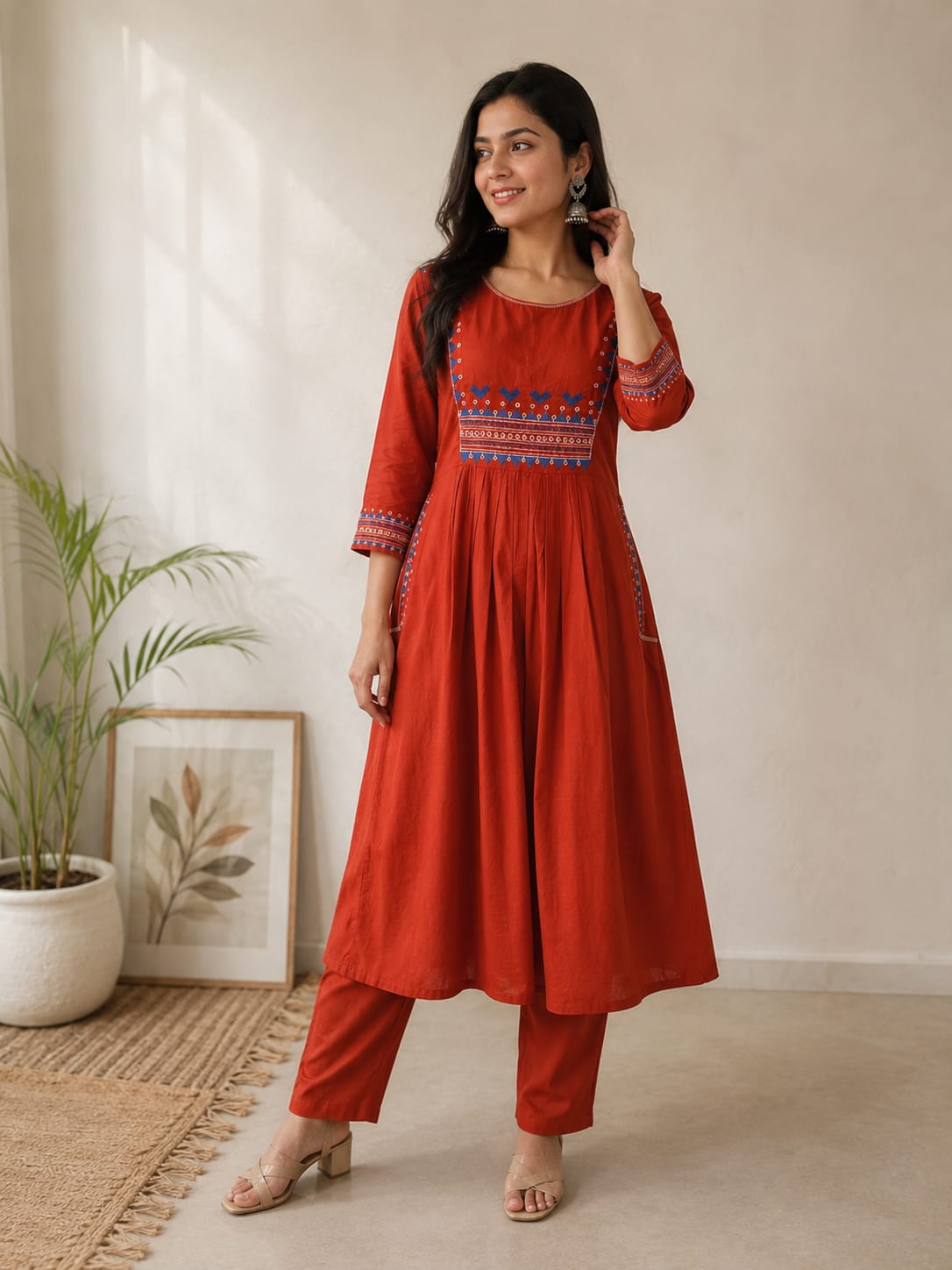 Kesariya Rust Kurta Pant Set