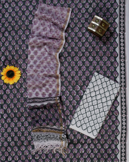 Mauve Blossom Kota Doriya Dupatta Suit Set
