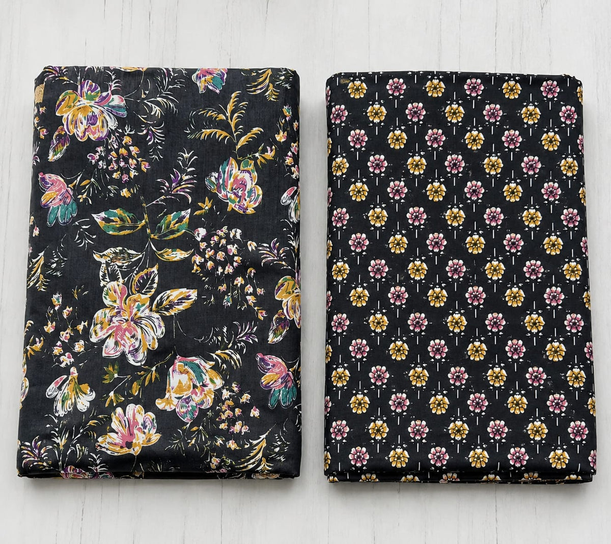 Midnight Floral Pure Cotton Block Print Suit Set
