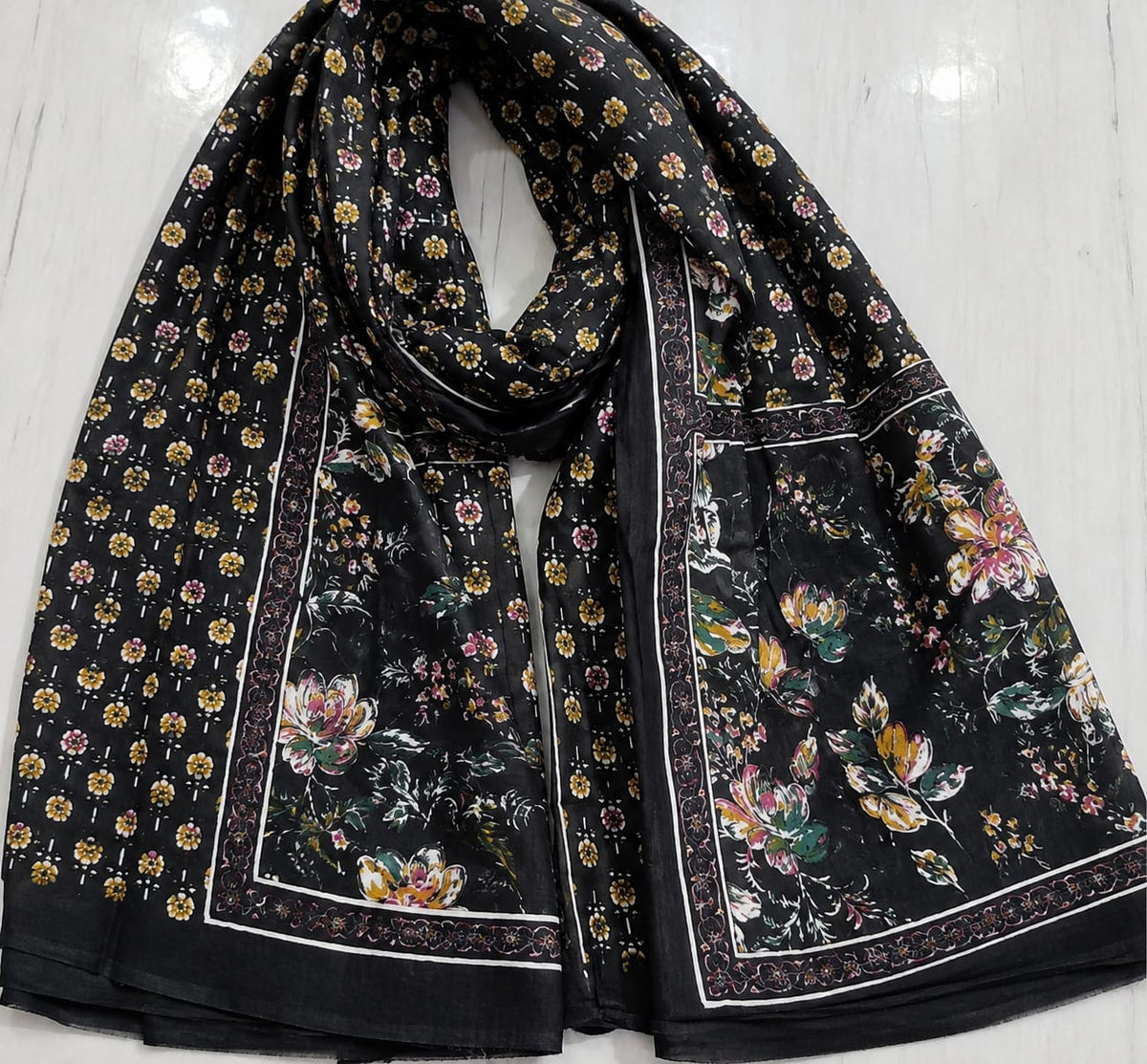 Midnight Floral Pure Cotton Block Print Suit Set
