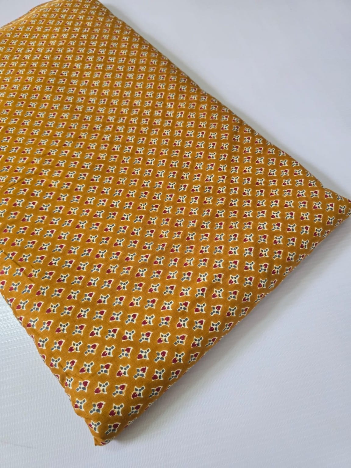 Mustard Floral Cotton Running Fabric