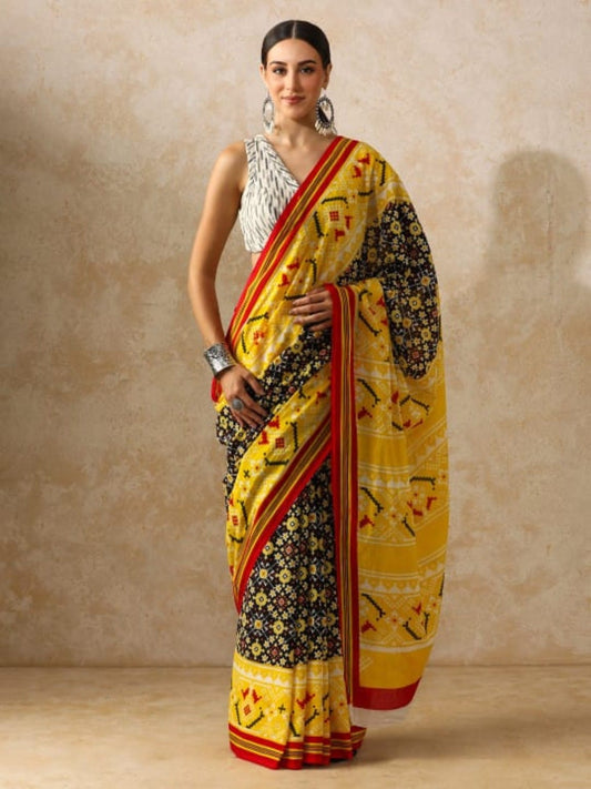 Mustard Heritage Mulmul Saree