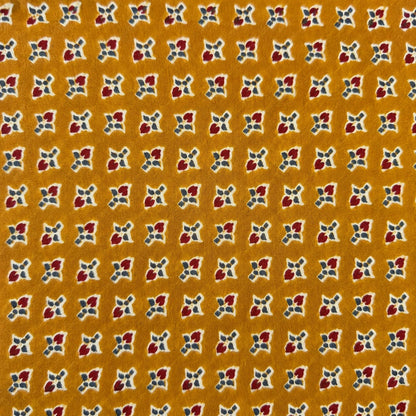 Mustard Floral Cotton Running Fabric