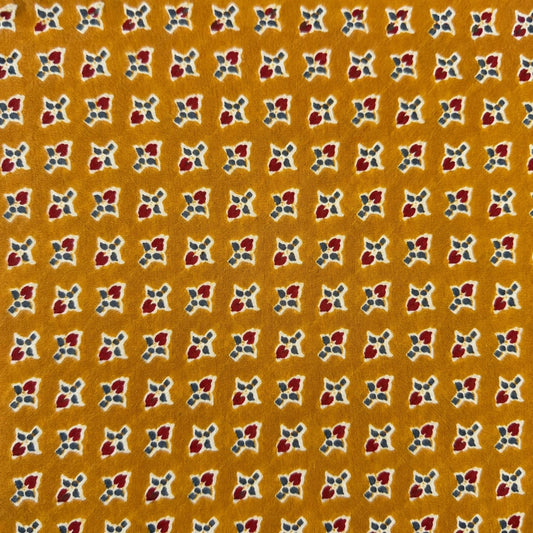 Mustard Floral Cotton Running Fabric