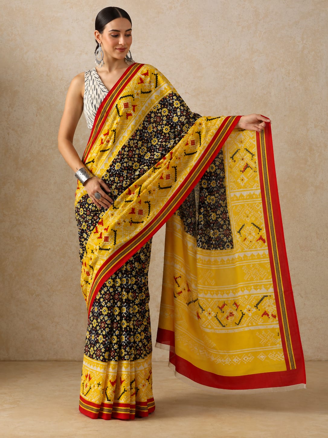 Mustard Heritage Mulmul Saree