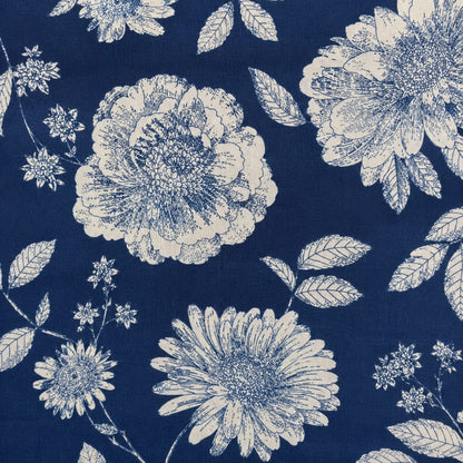 Navy Bloom Cotton Running Fabric