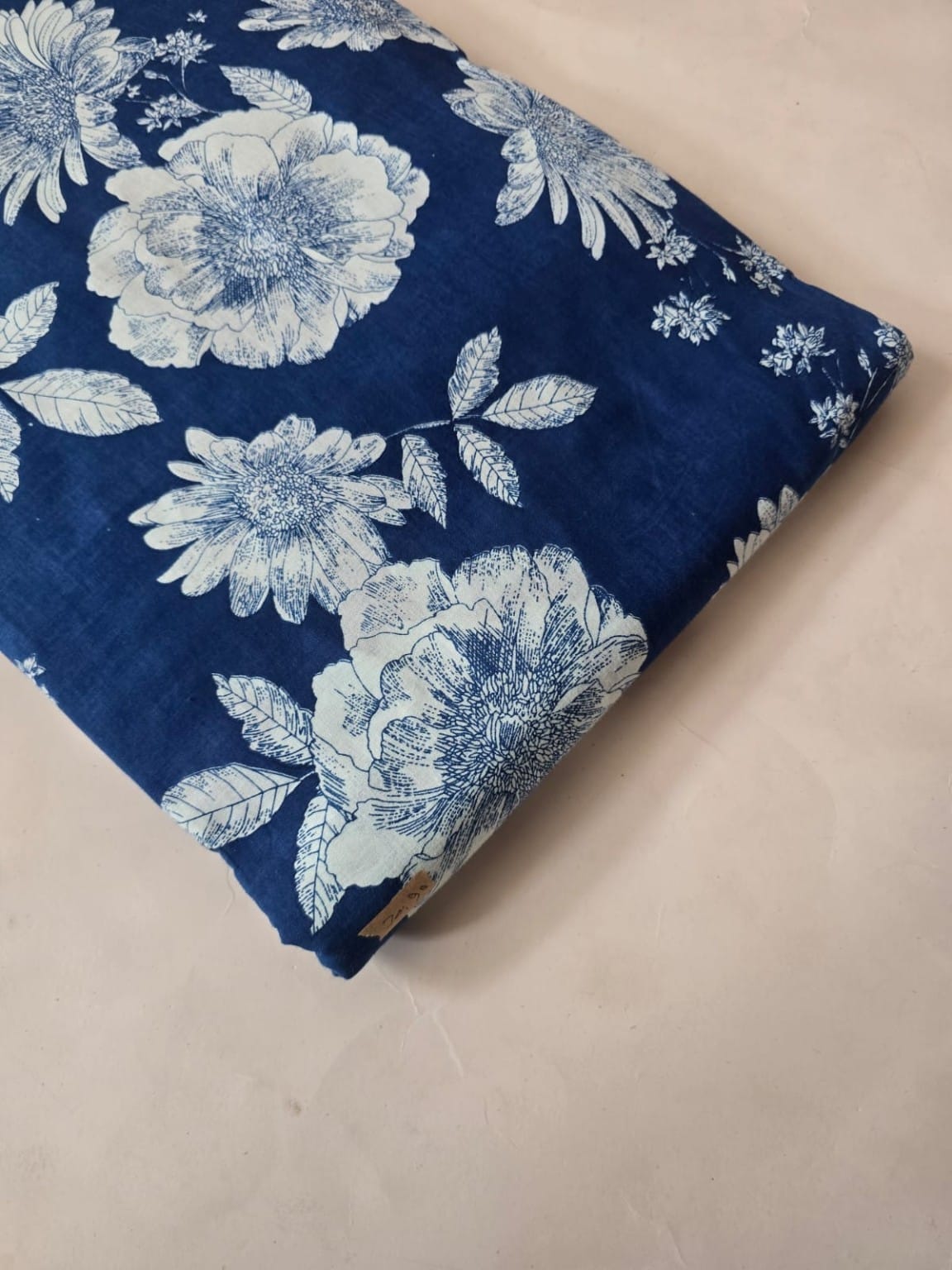 Navy Bloom Cotton Running Fabric
