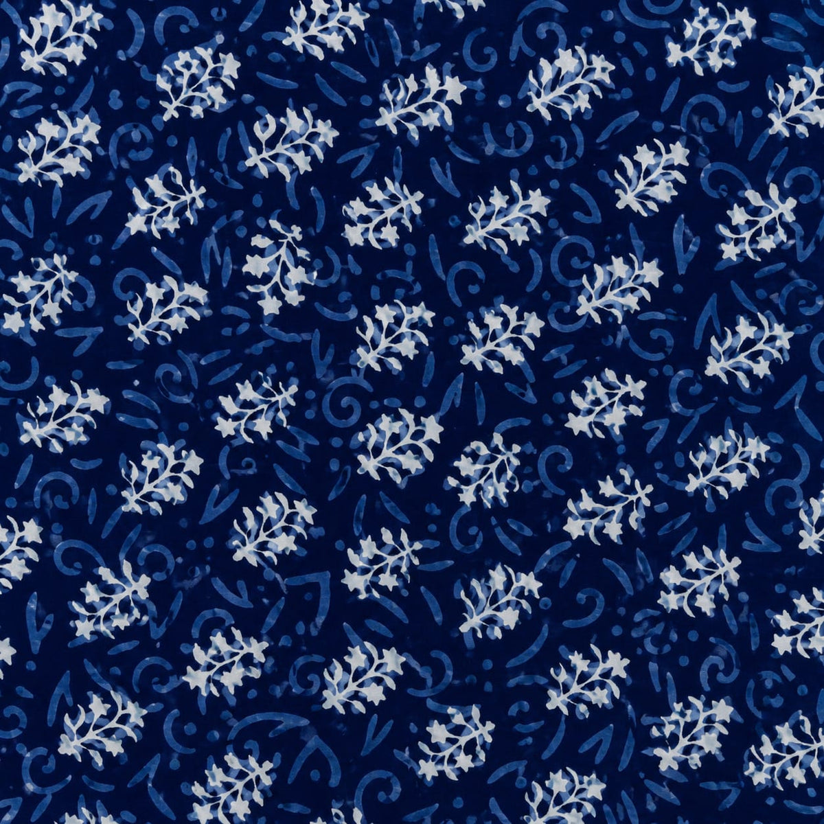 Navy Flora Cotton Running Fabric