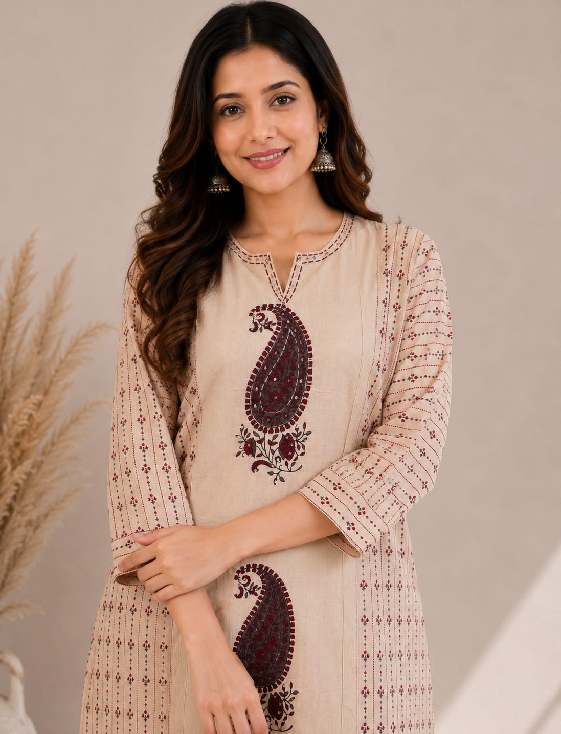 Noor Handwork Pure Cotton Kurta Pant Dupatta Set