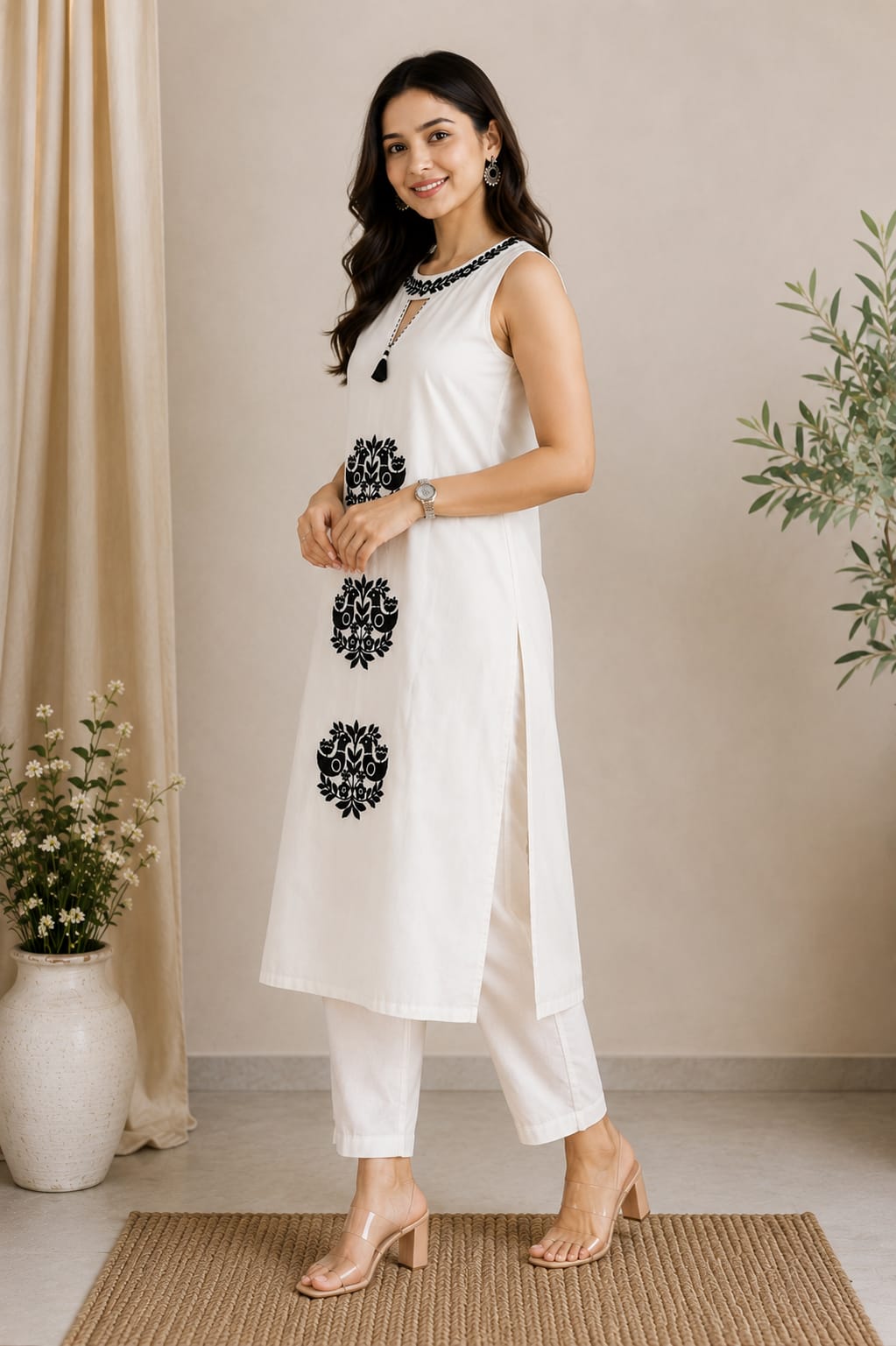 Noor Black & White Embroidered Set