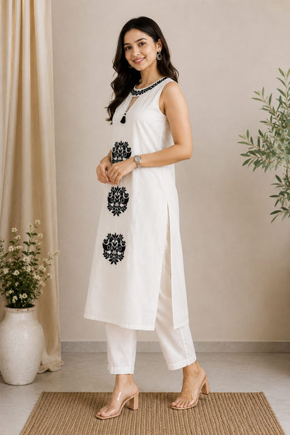 Noor Black & White Embroidered Set