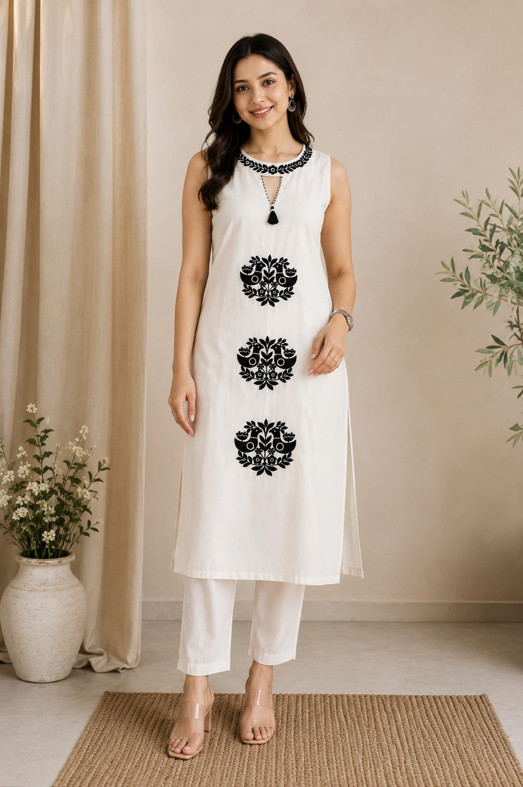 Noor Black & White Embroidered Set