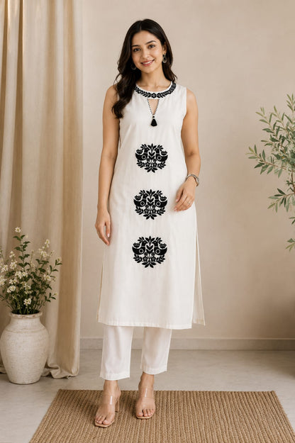 Noor Black & White Embroidered Set