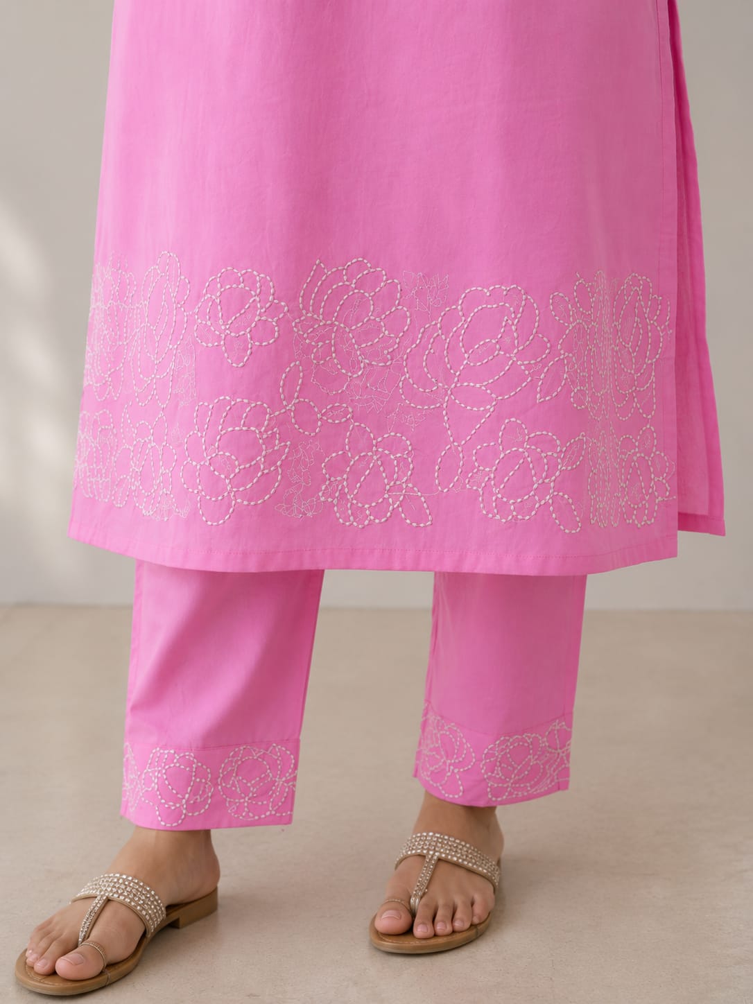 Pink Bloom Cotton Kurta Pant Set