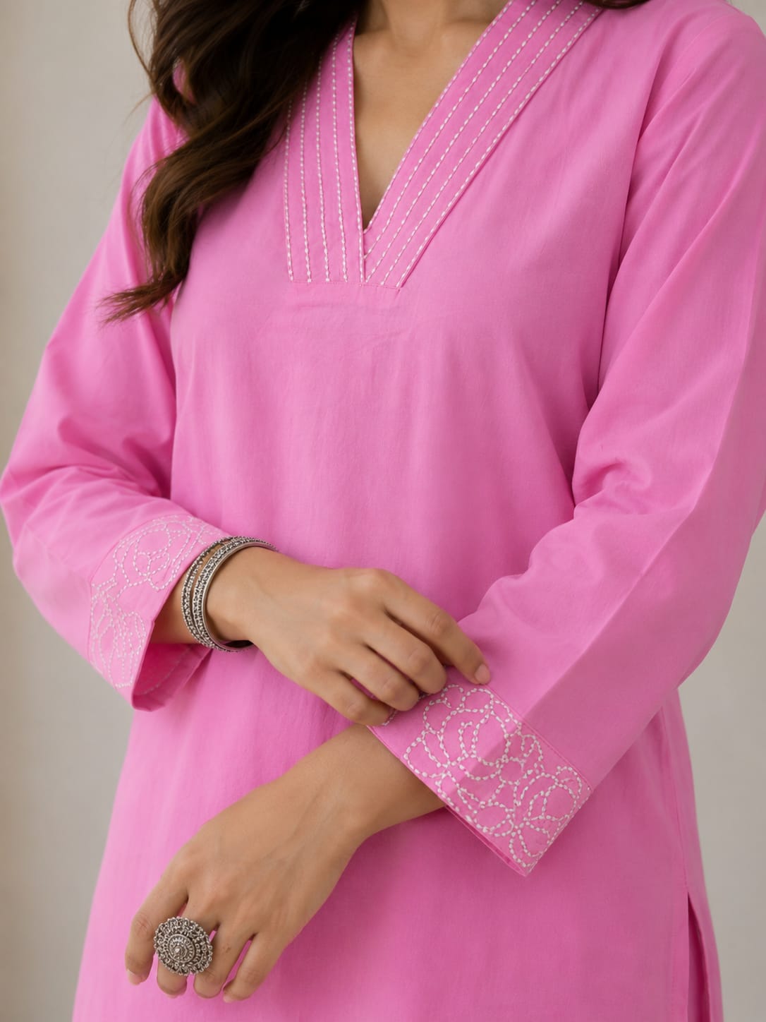 Pink Bloom Cotton Kurta Pant Set
