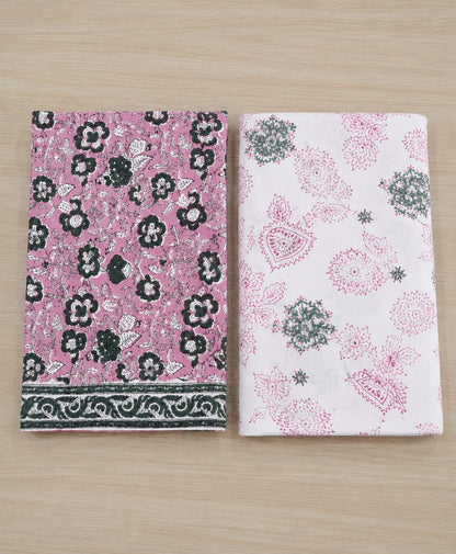 Pink Floral Cotton Suit with Chiffon Dupatta