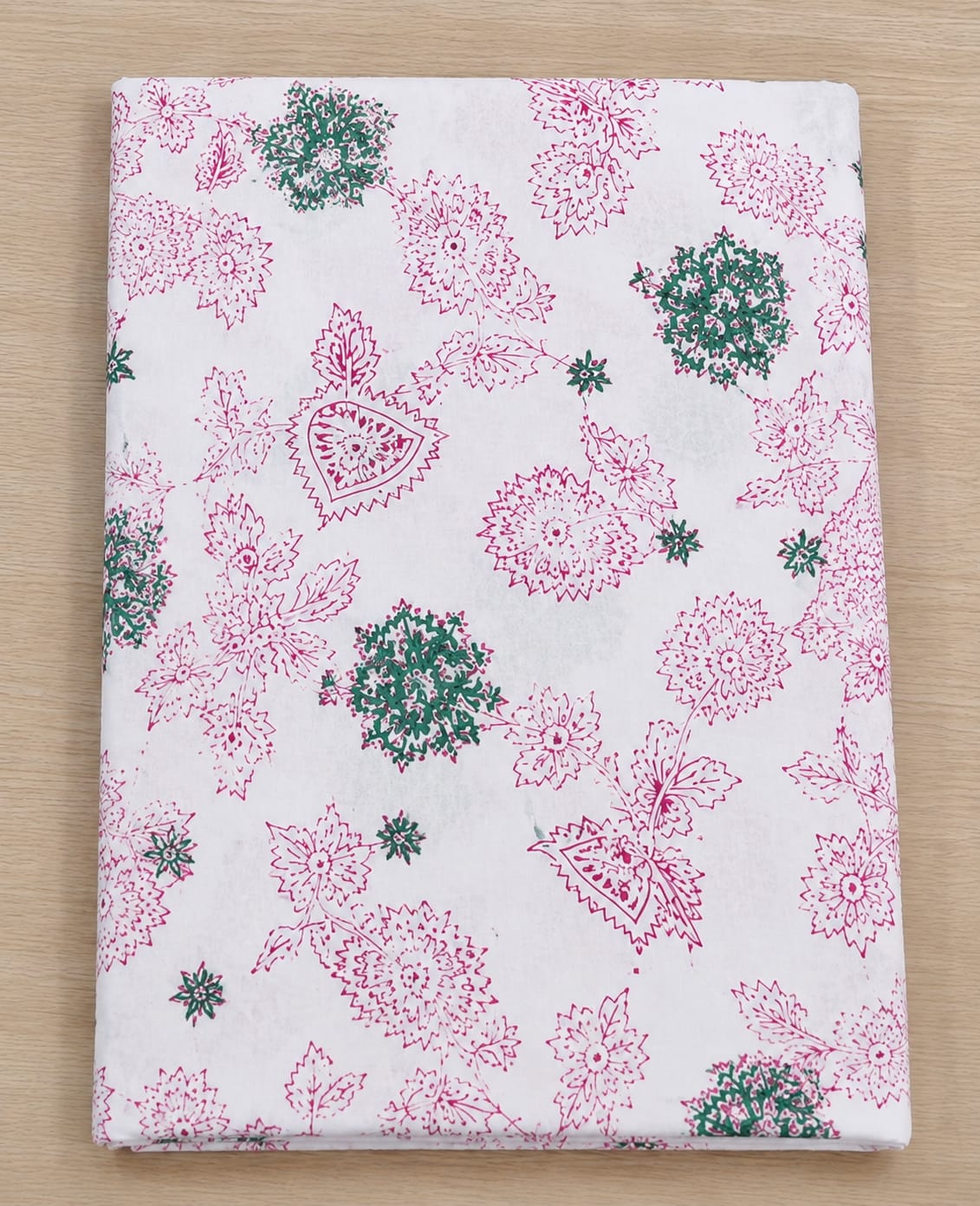 Pink Floral Cotton Suit with Chiffon Dupatta