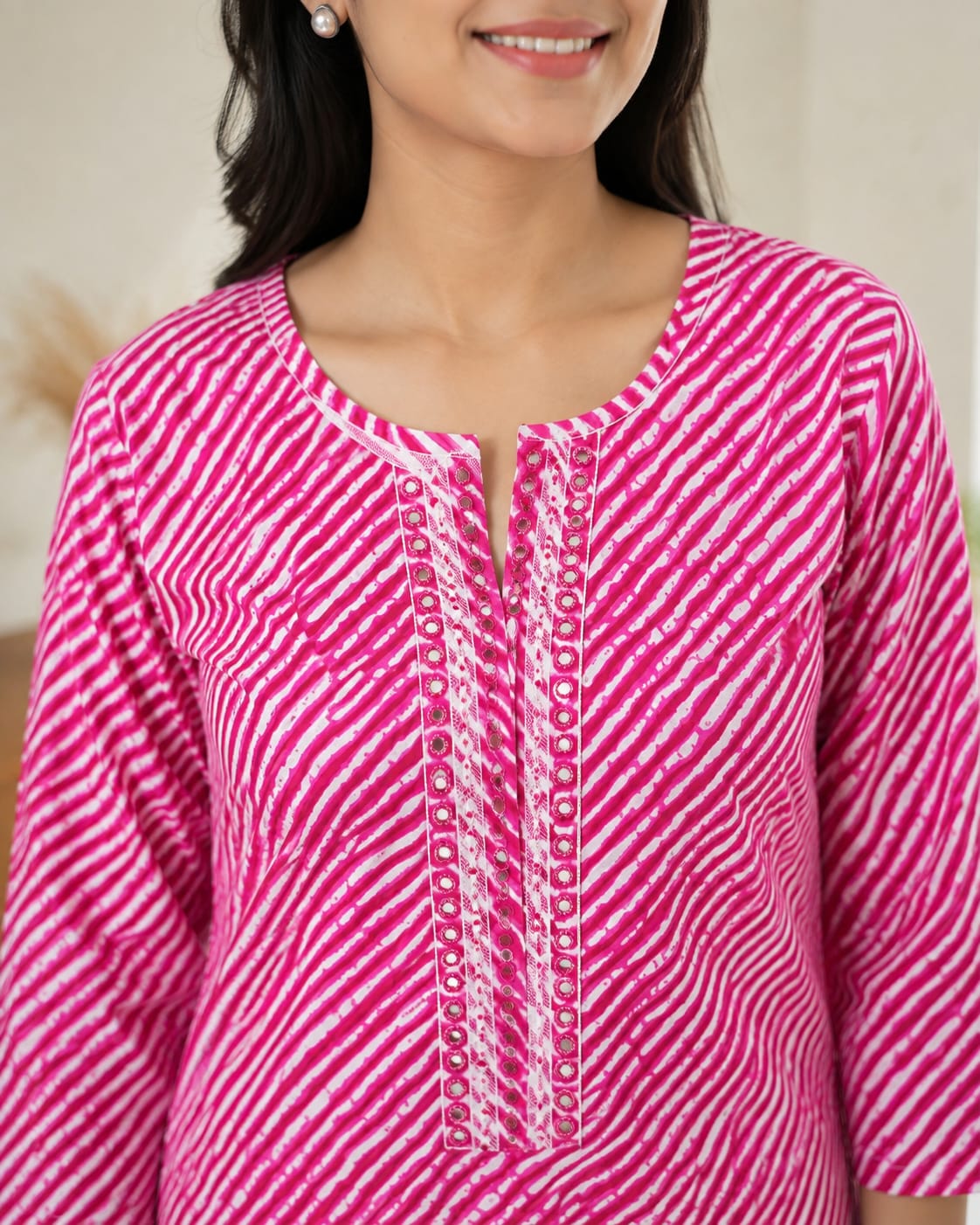 Pink Leheriya Elegance Kurti
