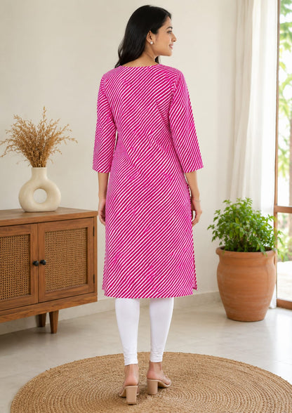 Pink Leheriya Elegance Kurti
