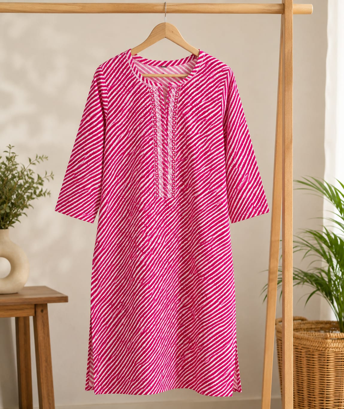 Pink Leheriya Elegance Kurti