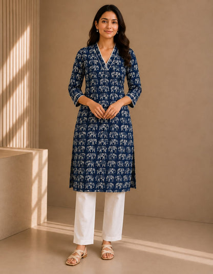 Rajwadi Hathi Cotton Kurti
