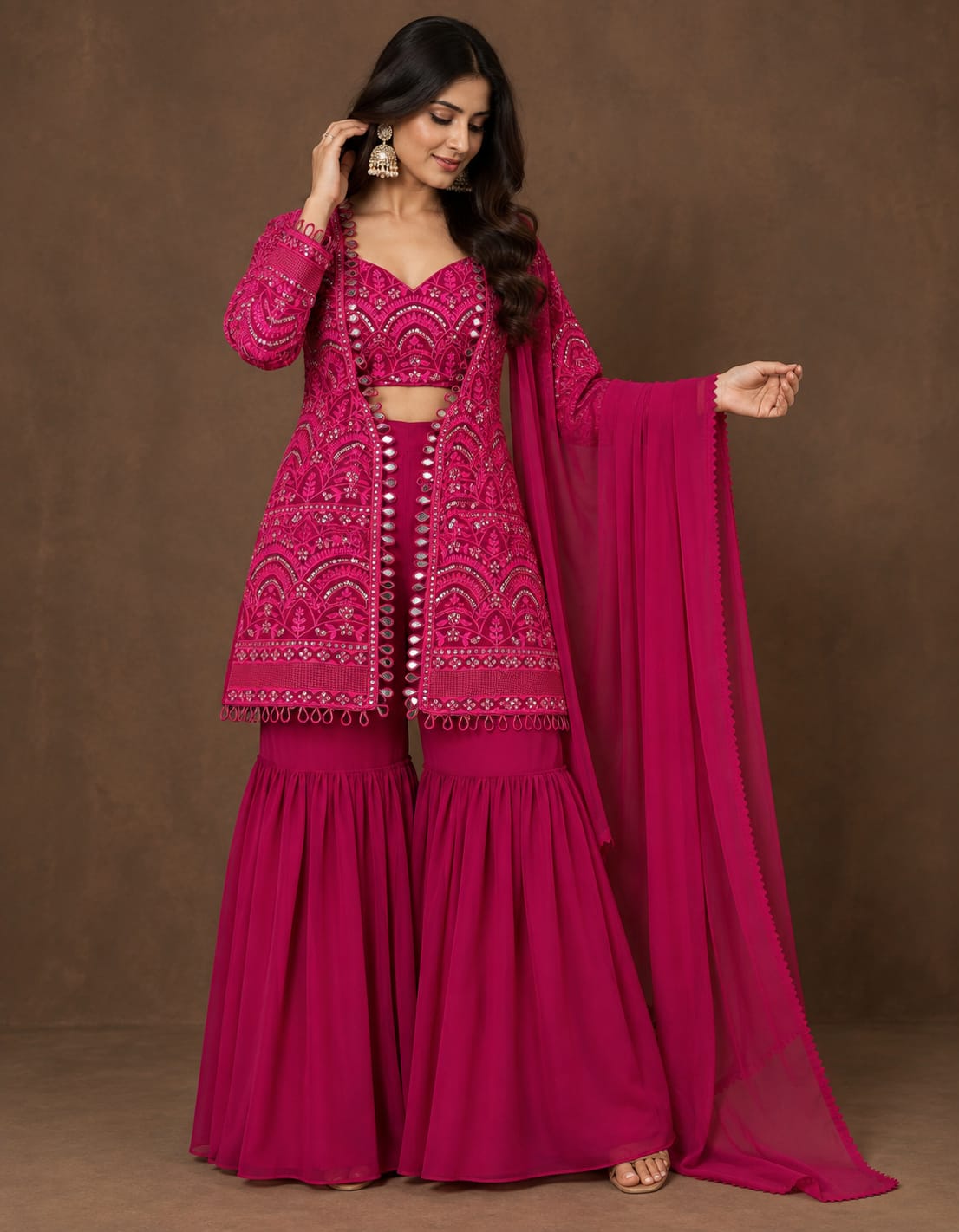 Rani Noor Mirror Work Sharara Set
