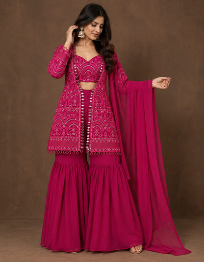 Rani Noor Mirror Work Sharara Set