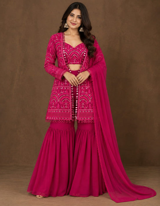 Rani Noor Mirror Work Sharara Set