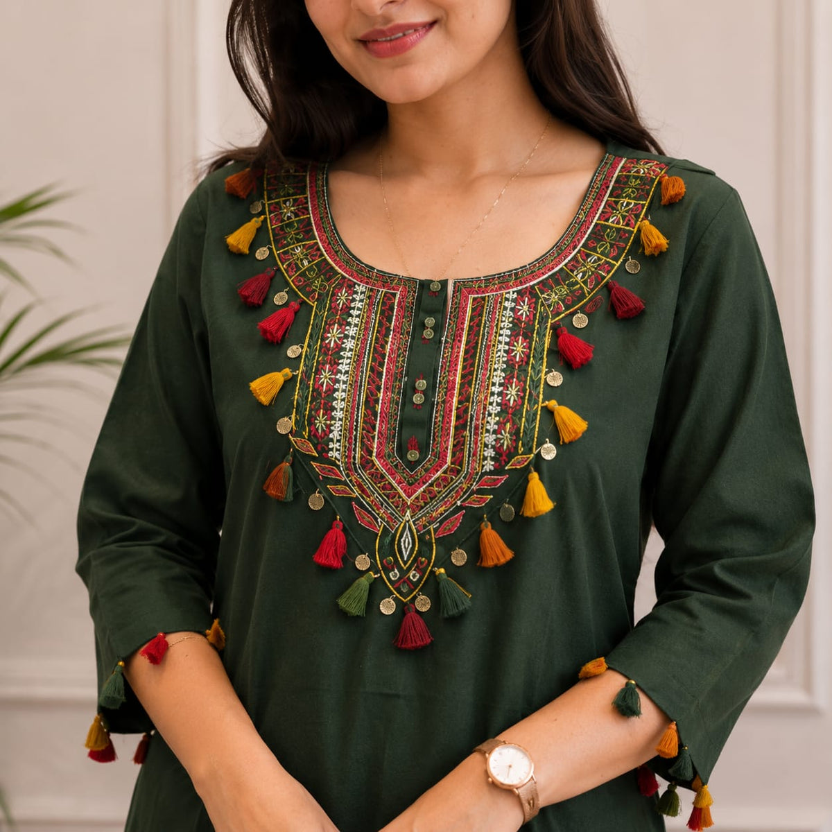 Riwaayat Green Embroidered Kurta Pant Set