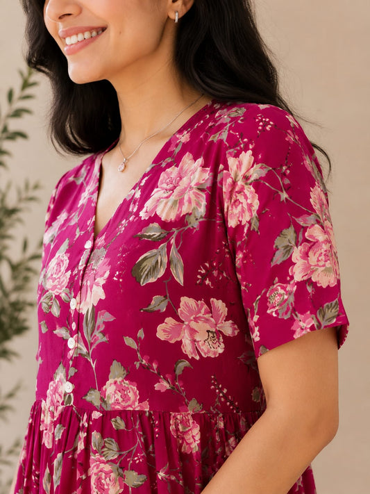 Rosé Bloom Floral Maxi Dress
