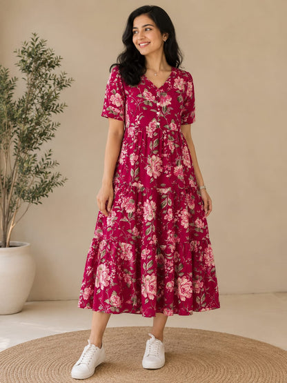 Rosé Bloom Floral Maxi Dress