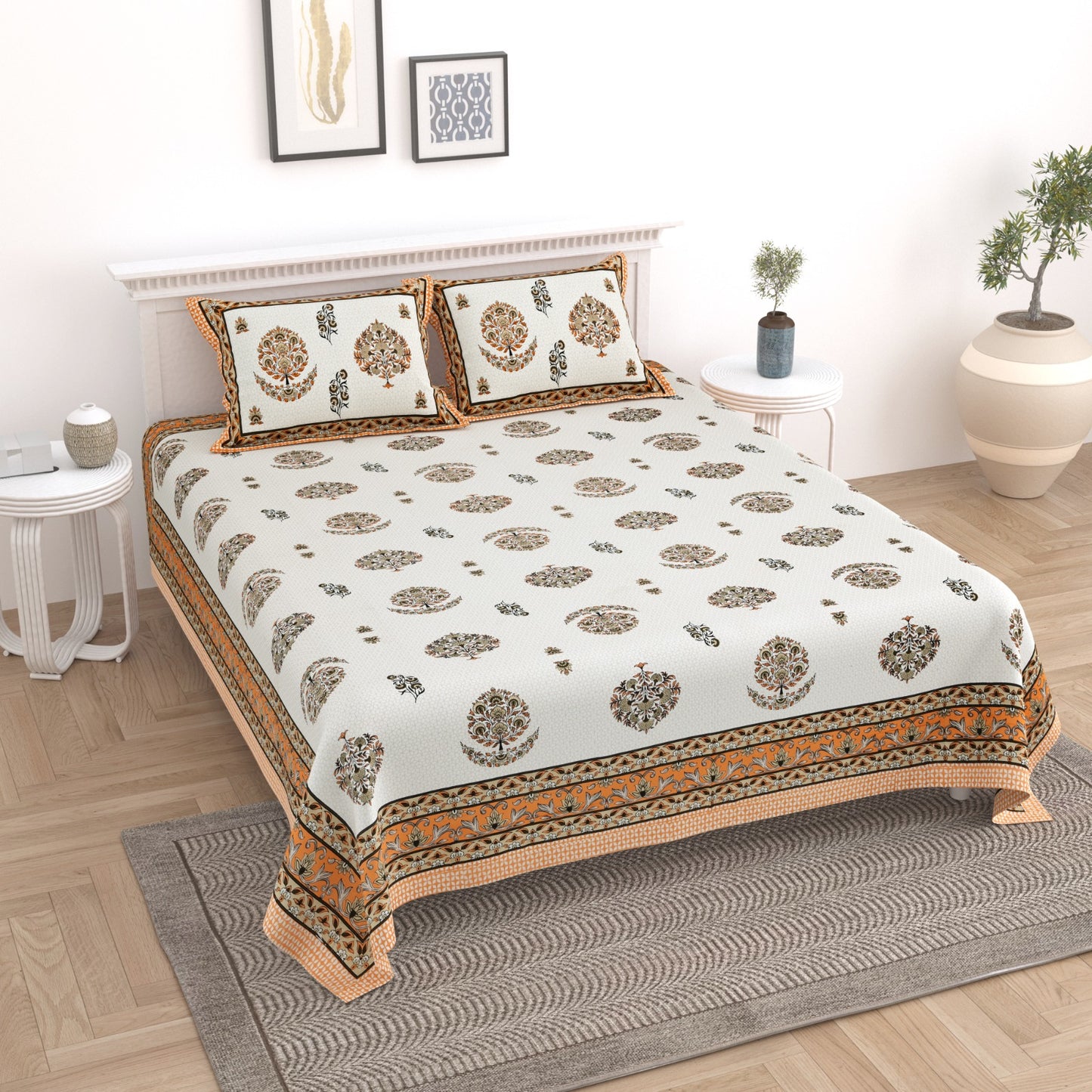 Royal Bagru Buta Pure Cotton Bedsheet