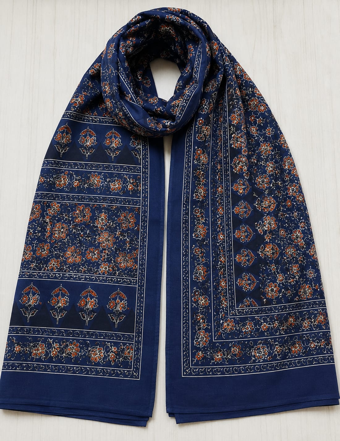 Royal Blue Floral Block Print Pure Cotton Suit Set