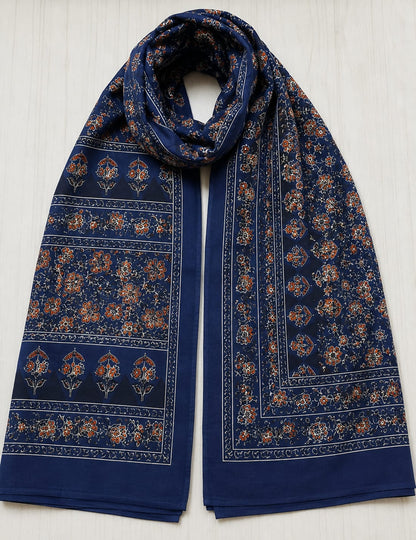 Royal Blue Floral Block Print Pure Cotton Suit Set
