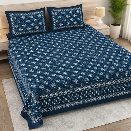 Royal Indigo Sanganeri Pure Cotton Bedsheet