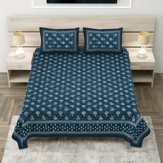 Royal Indigo Sanganeri Pure Cotton Bedsheet