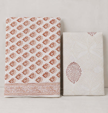 Rust Gulab Printed Cotton Suit Set