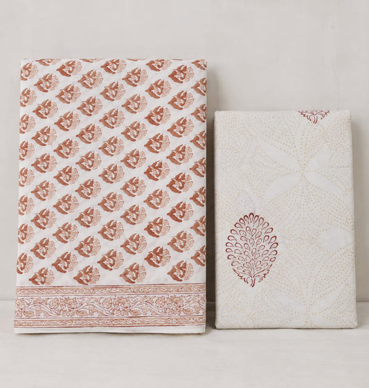 Rust Gulab Printed Cotton Suit Set