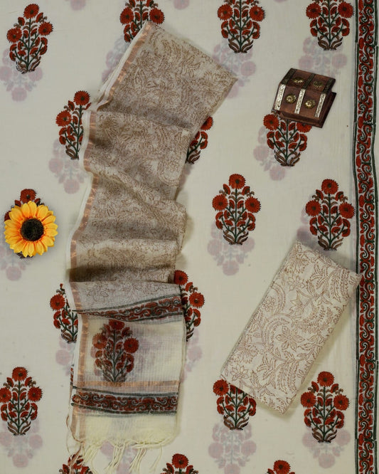 Rustic Bloom Kota Doriya Dupatta Suit Set