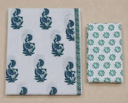 Saanjh Blue Floral Kota Doriya Suit Set