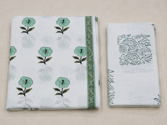 Sage Bloom Cotton Kota Doriya Dupatta Suit Set