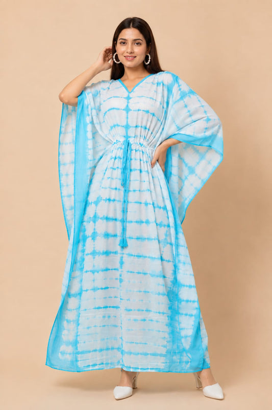 Sky Blue Tie-Dye Cotton Kaftan