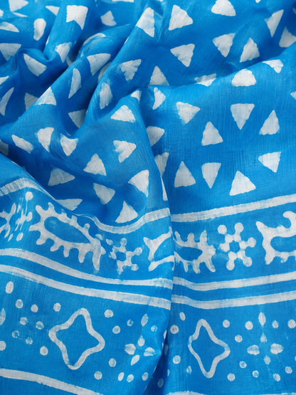 Sky Blue Hand Block Cotton Kaftan