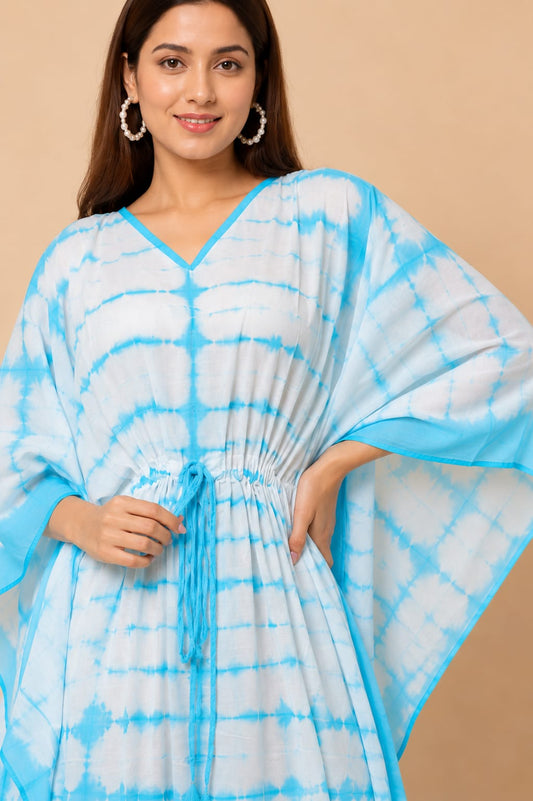 Sky Blue Tie-Dye Cotton Kaftan