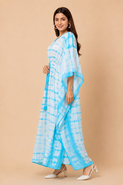 Sky Blue Tie-Dye Cotton Kaftan