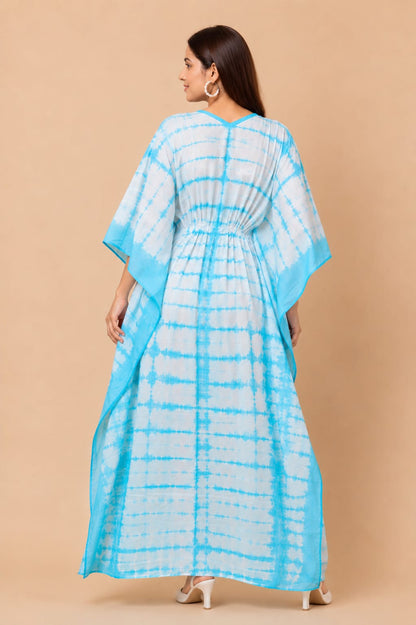 Sky Blue Tie-Dye Cotton Kaftan
