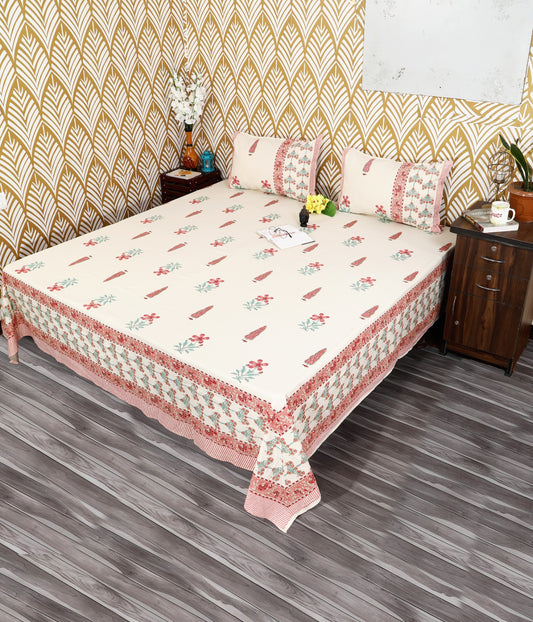 Spring Petals King Size Cotton Bedsheet Set