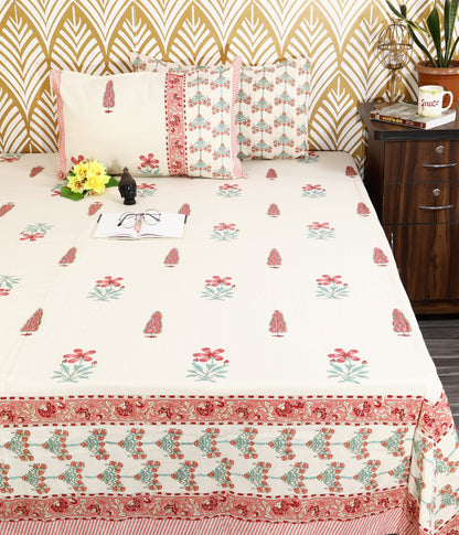 Spring Petals King Size Cotton Bedsheet Set